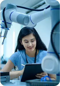 Student with robotics